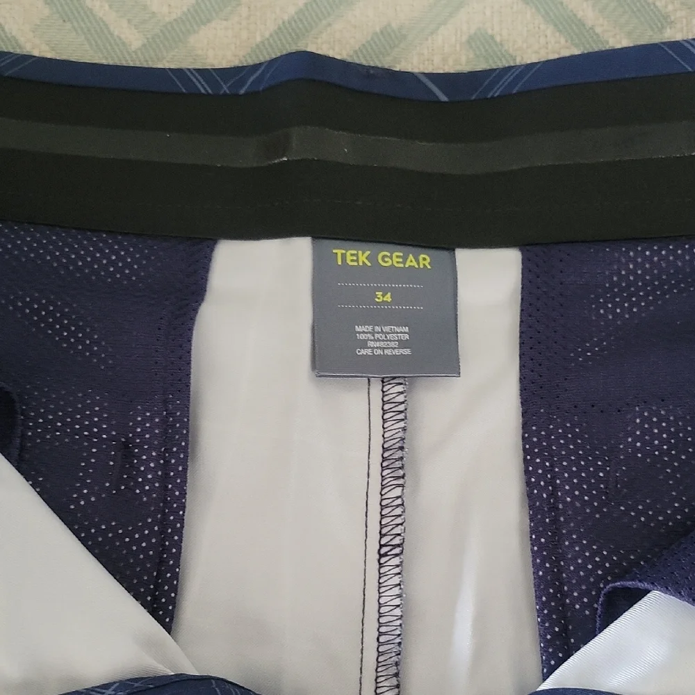 Tek Gear Blue Checkered Men's Golf Shorts Sz 34